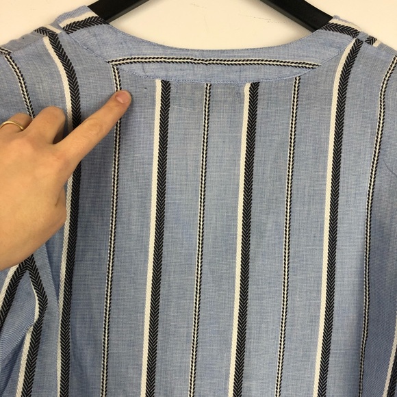 Michael Stars Stream Tie Front Top in Blue Stripe - Picture 6 of 6
